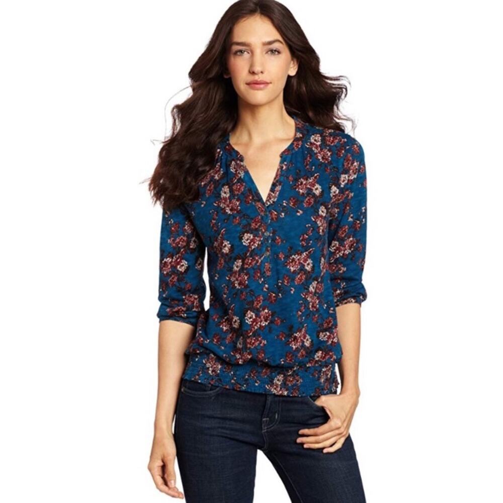 Lucky Brand Ikat Garden Sylvia Teal Top